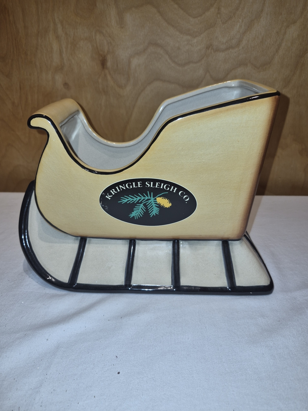 Discontinued Kringle Sleigh Co. Porcelain Christmas Sled Decor (11x8)